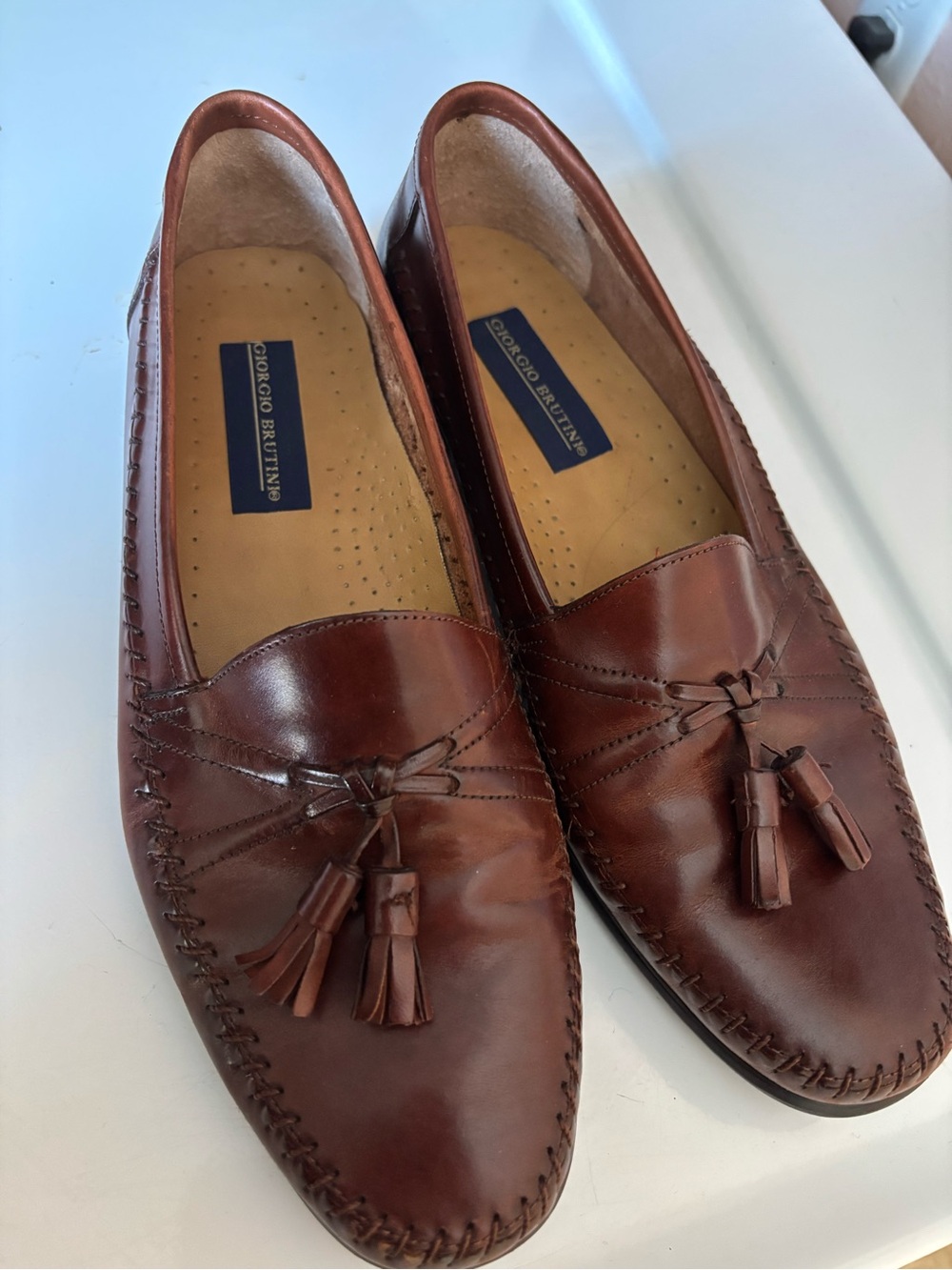 Vintage Giorgio Brutini Men’s Chestnut Brown Leather Tassel Loafers